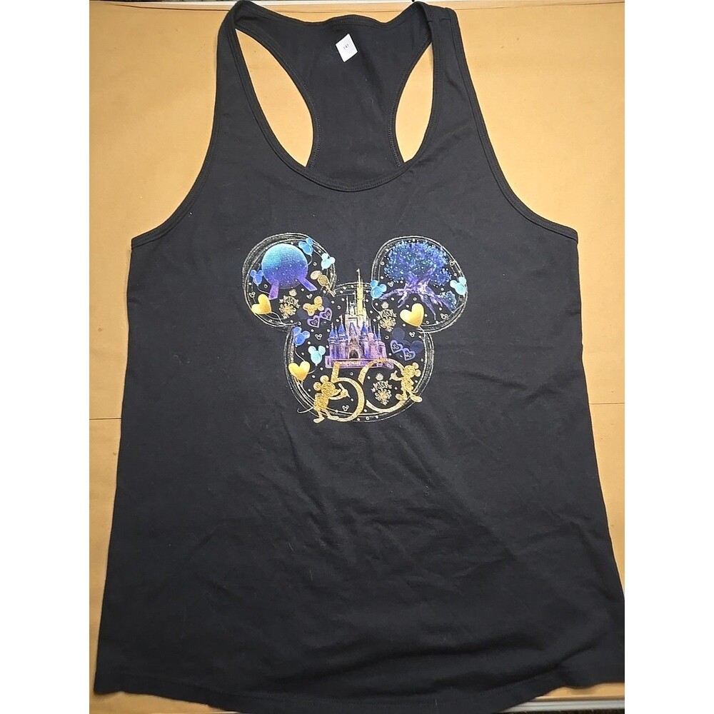 Disney World 50th Anniversary Racerback Tank Top Medium Black